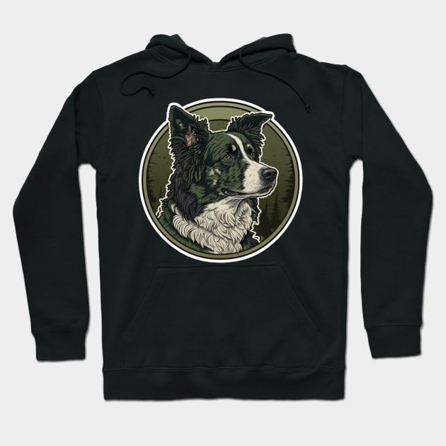 Border Collie Camouflage Motif Hoodie by Mike O.